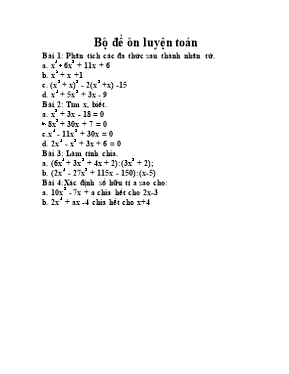 Bộ đề ôn luyện Toán 8
